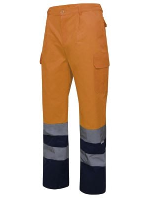 Pantalones reflectantes velilla bicolor multibolsillos alta visibilidad de algodon para personalizar vista 1
